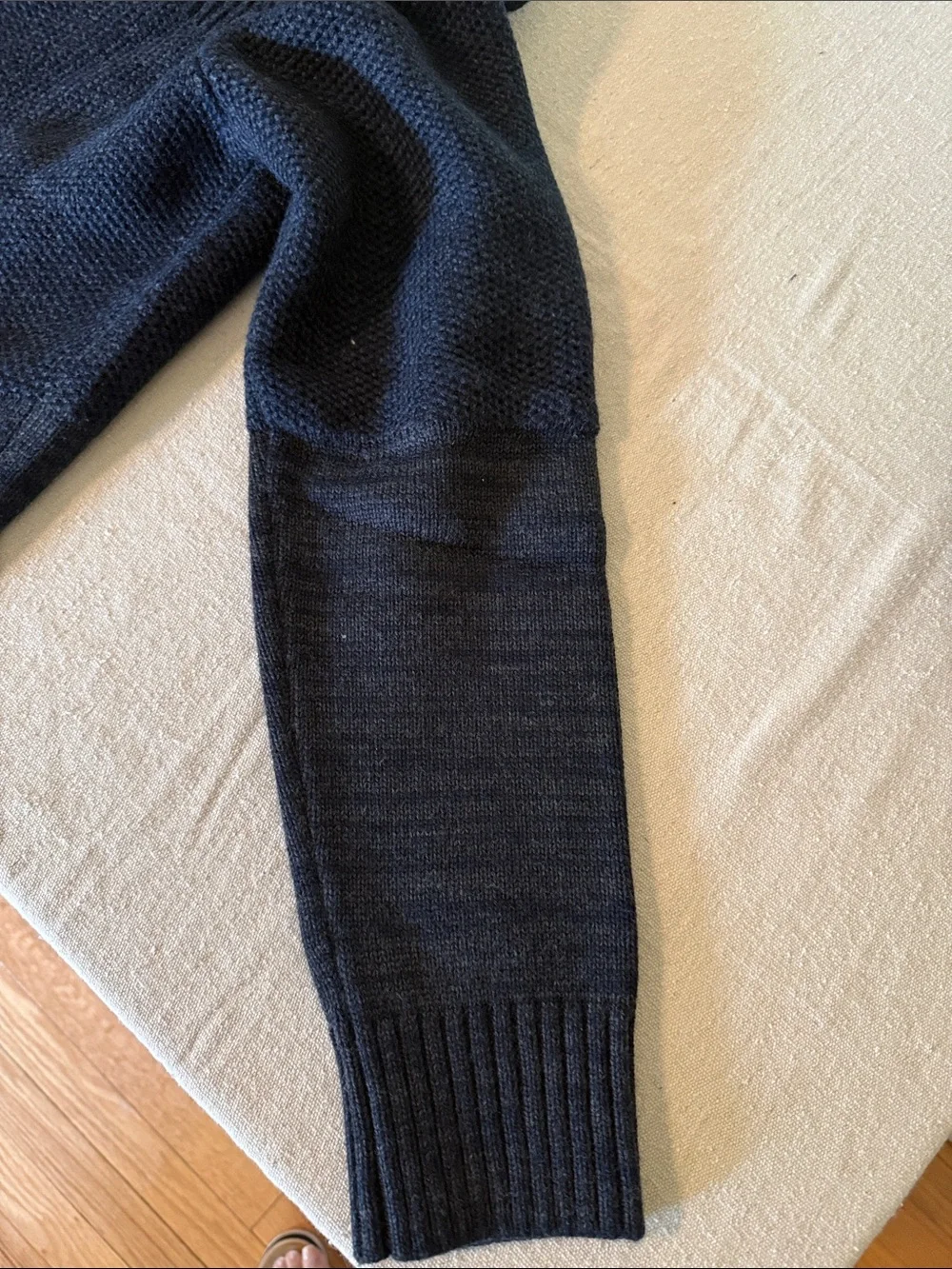 Men's Navy Shawl Collar Button-Up Sweater
